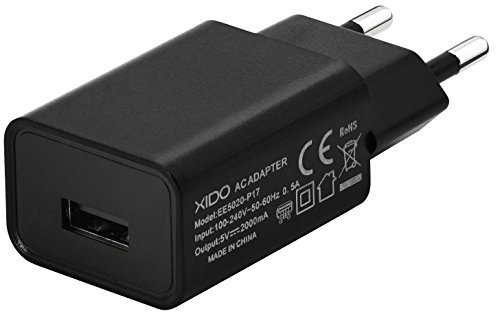 XIDO Cargador USB 5V 2A Adaptador para Samsung Galaxy, LG G5, Nexus, HTC, iPhone X/8/8 Plus, Pad Pro/Air, Moto, Smartphone, Tablet, Power Bank, USB Adaptador de Corriente 10W Enchufe Europeo, Negro