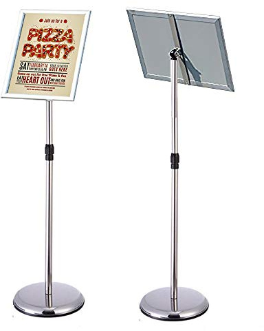 Newzealkids Porte Affiche A4 sur pied Présentoir A4 Support pour Affiche Porte-Affiche, Support de signe en alliage d'aluminium, Argent