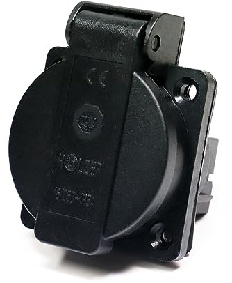 8 Stück/Einbausteckdose Schuko Steckdose 16A mit IP54 / + Flansch Dichtung (Schwarz)