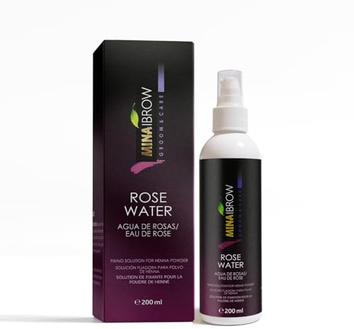MINA All-in-1 Rosenwasser Reinigungs- & Fixierlösung – 100% Natürliches & Bio-Gesichtswasser für sanfte Reinigung, Make-up-Entfernung & Fixierung von Augenbrauenfarbe