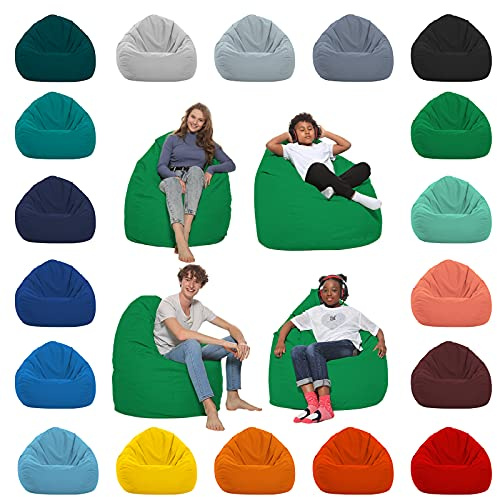 HomeIdeal - Sitzsack XXL Bodenkissen für Erwachsene & Kinder - Geeignet für Gaming oder Entspannen - Indoor wie Outdoor da er Wasserfest ist - mit EPS Perlen, Farbe:Grün, Größe:XXL