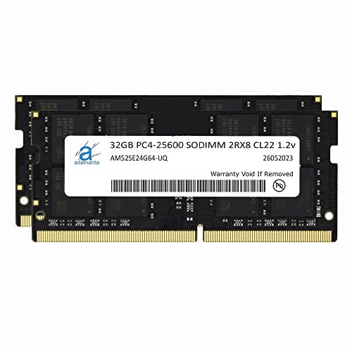 Adamanta 64 GB (2 x 32 GB) DDR4 3200 MHz (o 2933 MHz o 2666 MHz) PC4-25600 SODIMM 2Rx8 CL22 1.2 V Notebook Gaming Laptop Memory Upgrade DRAM RAM