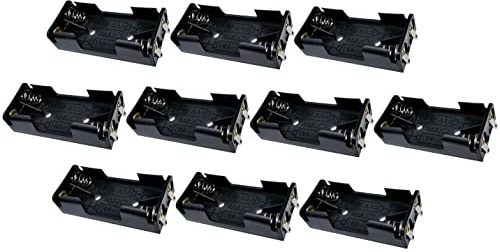 AЕRZETIX - C52703 - Lot de 10 Boîtiers/Porte-Piles/Chargeur/Support pour 2 Piles AAA 1.5 V - 51x23x12 mm - en Plastique