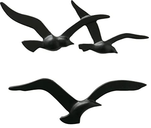 Boltze Wandobjekt Birdy (schwarz, Wanddeko aus Metall, maritimes Motiv, Wandbild für Flur / Wohnzimmer / Esszimmer) 2018897