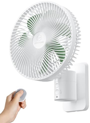 Ventilador de oscilación silencioso montado en la pared de 8.5 pulgadas con control remoto y temporizador, 4 velocidades ajustables para baños pequeños, refrigeración de dormitorio interior para RV