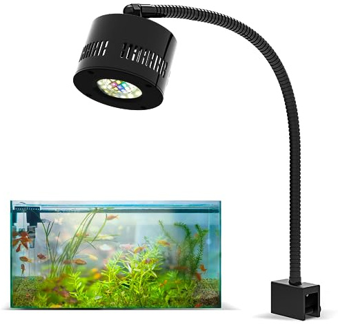 Lominie LED Aquarium Light with Dimmer Control 0-100% Brightness, 70W Planted Fish Tank Light, Clamp Clip Lamp for 60cm Freshwater Refugium Algae Fish Tank