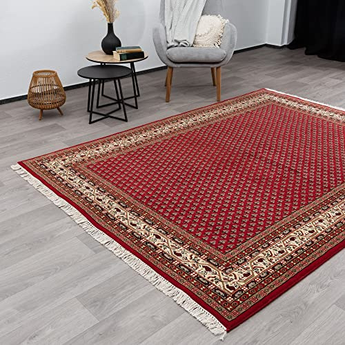 Steffensmeier Orientteppich Mir fein | Beste Schurwolle | Orientalisch | Rot, Handgeknüpft, Größe: 120x180 cm