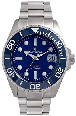 Lorenz Full Titanium Automatic LZ 030212BB Orologio da uomo subacqueo con movimento automatico con cassa e cinturino in titanio, Box set con cinturino in gomma in omaggio