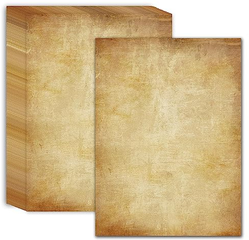 Vintage Stationery Paper 60 Sheets, 8.5 x 11 Letter Size, Double-Sided Aged Antique Printer Paper for Writing, Invitations, Certificates, Diplomas, Awards, Resumes, Crafts