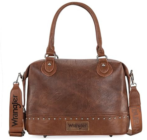 Wrangler Kleine Arzttasche für Damen, Vintage, Umhängetasche, Westernhandtaschen mit breitem Gurt, Raw Bramble Brown, Einheitsgröße