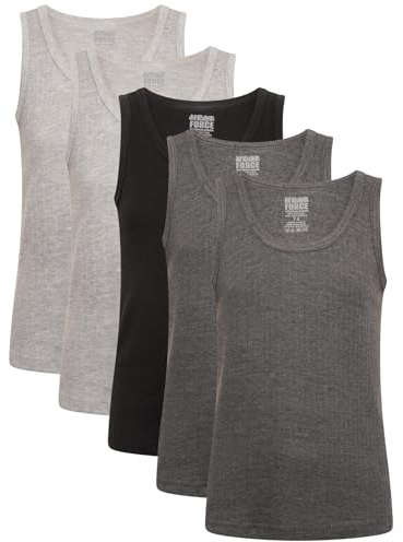 Keanu Heatforce Kids Thermal Vests - Pack of 5 - Winter Warm 0.45 TOG Brushed Underwear - Ages 3-15 Years (5 Pack Dark Colour Vests - 9-10 Years)