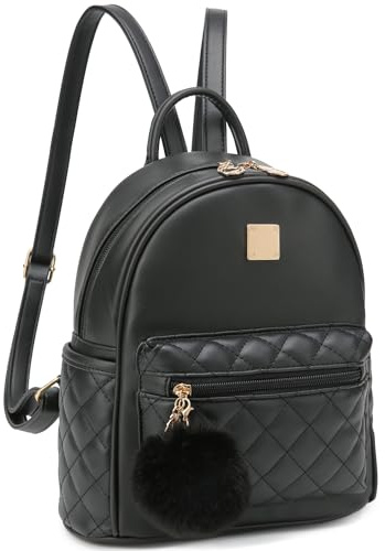 Modischer Mini-Rucksack für Mädchen, klein, niedlich, kariert, Leder, Damen-Rucksäcke, kleine Tasche, Schwarz, Small