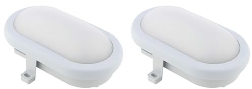 REV 2101010430 Ovalleuchte, LED Kellerlampe-Wandlampe oval, IP44, 5,5W, bis 25.000h, grau (Packung mit 2)