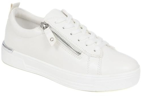 Pavers Women's Dual Fasten Trainers in White - Lace Up and Zip Closed Athletic Shoes - Comfortable Ladies Sports Footwear - Size UK 6 / EU 39
