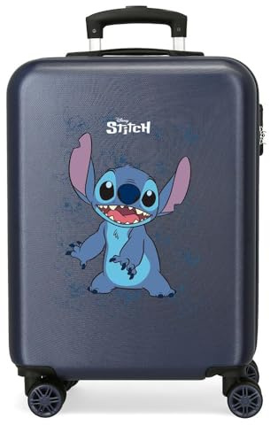 Disney Happy Stitch Kabinenkoffer, Blau, 38 x 55 x 20 cm, starr, ABS, Seitenkombinationsverschluss, 35 l, 2 kg, 4 Doppelrollen, Handgepäck, blau, Kabinenkoffer