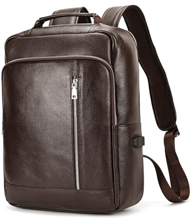 LUUFAN äkta läderryggsäck för män, avslappnad dagsryggsäck, vintage, 35,6 cm, laptopryggsäck för skola, resor, utomhus, 8028 kf-lzw, En Storlek