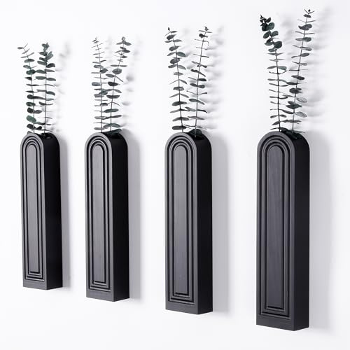 Hukalw 4-Pack Black Modern Wall Planters for Indoor Indoor Plants
