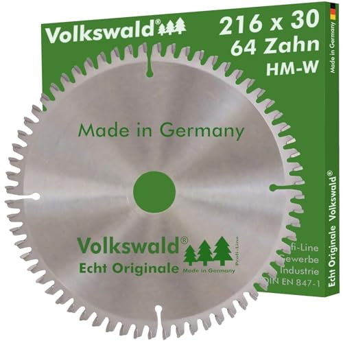 Volkswald ® HM-Sägeblatt W 216 x 30 mm Z = 64 beschichtet Holzplatten Massivholz Spanplatten Spanplatten Laminat Kunststoffe Acrylglas Tischkreissäge, Handkreissäge, Kapp- & Gehrungssäge