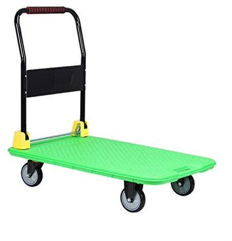 Handwagen, zusammenklappbarer Handwagen mit Plattform, Werkstatt-Rollwagen, Plattformwagen mit Schwenkrädern, für Zuhause, Hinterhof, Geschäft, Lager (Farbe: Grün, Größe: 89 x 59 x 86 cm)