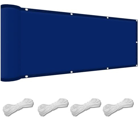 Tenda a Velo da Sole 100 x 250 cm Impermeabile Rete Ombreggiante Tenda in Poliestere Pes con Protezione Antivento e UV Perfette per Giardino Terrazza e Balcone, Blu Scuro