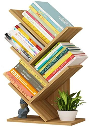 Baum-Bücherregal, Standregal, Retro-Bücherregal aus Holz, Lagerregal für Bücher/CDs/Filme/Utility-Organizer-Regale für Büro, Wohnzimmer, Schlafzimmer, 59 cm