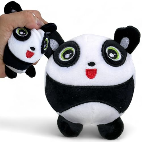 MIJOMA Kuscheliger Antistress-Squeezeball - Velvet Plüsch Quetschball im Kawaii Design, Sensorikspielzeug für alle Altersklassen, Ø10cm (schwarz-weißer Panda)