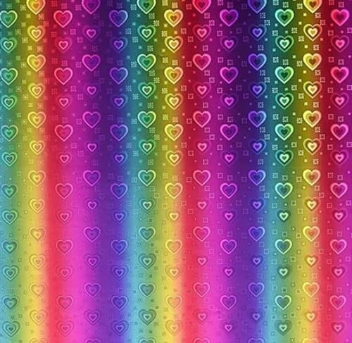 Syntego 10 Sheets Self Adhesive Heart Pattern Rainbow Holographic Vinyl Overlay Sheets 12 x 12 Laminate Stickers
