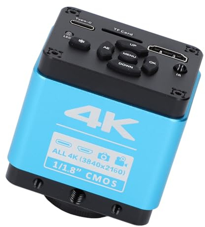 Caméra de Microscope 4K HD Caméra de Microscope Industriel CMOS 8,3 MP 1/1,8 Pouces avec Capteur d'image avancé, Prend en Une Carte Mémoire de 64 Go pour des Résultats (Prise UE