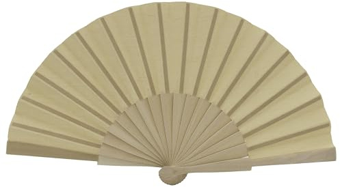 MAPIMANIA - Bunte Fächer für Handtasche Damen aus Stoff beige, Fächer Hochzeit faltbar, Spanischer Fächer, Japanischer Fächer, Gastgeschenk Zerimonie