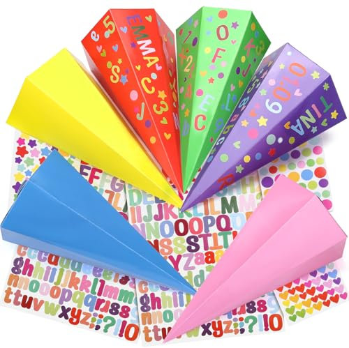 Kesote Schultüte Mädchen Zuckertüte Klein Schultüten Jungen Geschwister Schultüte 6 Mini Zuckertüten Bastelset zum Befüllen Kindergartentüte mit Aufkleber Einschulung Schulanfang Schulkind