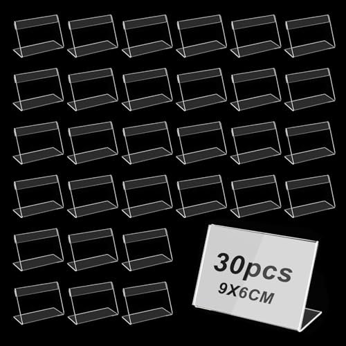 SenaiMy 30 Pièces Affichage du Signe, Signe Porte-Cartes, Porte-Étiquette Transparent, Étiquettes de Prix en Acrylique, Affichage du Signe Porte-Cartes, Porte-Étiquette pour Bureaux Écoles Magasins