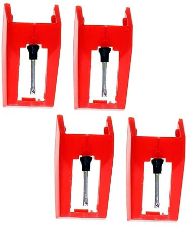 Stylet pour Phonographe Rouge 4 Pièces en Plastique et Aluminium