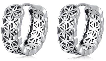 Livets blomma örhängen silver 925 livets blomma kreolsk blomma smycken för kvinnor, Sterlingsilver, Ingen ädelsten