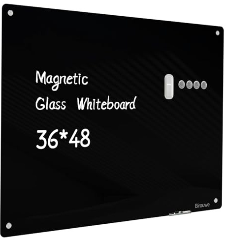 Magnetic Glass Blackboard - Frameless Dry Erase Board 48x36 for Office, School & Home