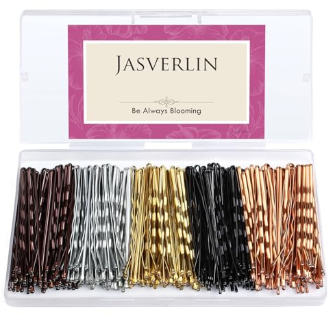 JASVERLIN 250 horquillas grandes de 2.36 pulgadas, color negro, marrón, rubio, plateado, para mujer, horquillas para el pelo largas y gruesas, decorativas, sujeción segura, kit de accesorios para