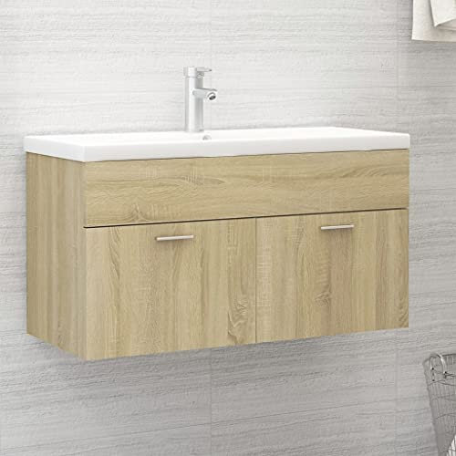 badezimmer unterschrank schubladen,waschbecken mit unterschrank 70cm,Waschbeckenunterschrank Einbaubecken Sonoma-Eiche HolzwerkstoffGeeignet für Bäder, beachten Sie die ausführlichen Informationen