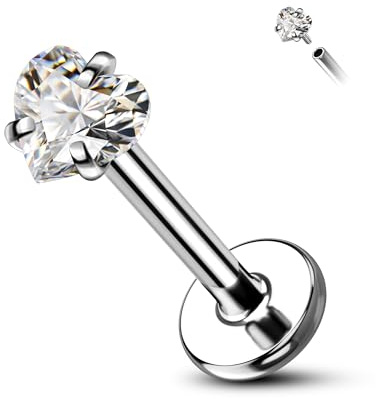 Agrewd Minimalistischer Stern Dreieck Herz Vorwärts Helix Piercing Schmuck G23 Titan Knorpel Helix Tragus Conch Ohrstecker Zinken Set Innengewinde Flat Back Labret Medusa Piercing Schmuck