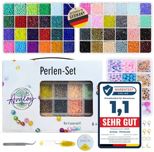 Avaloy Perlen für Armbänder 48 Farben - hochwertige Perle - Armbänder selber machen - perlen Set diy perlen Set pastell - perlen zum Auffädeln - Schmuckherstellung Kit perlen 3mm Beads (Set 1)
