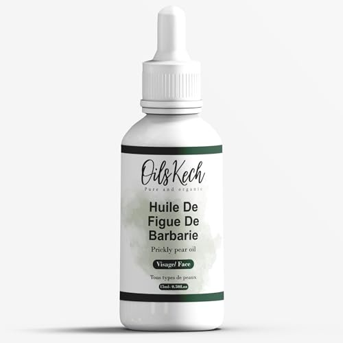 Oils Kech Huile de Figue de Barbarie Bio pour Visage, Tous Types de Peaux, 15ml
