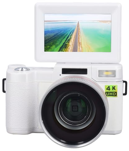 Piccola Videocamera Digitale Portatile da 48 MP 4K per con Scheda da 32 GB, Schermo Ribaltabile da 3 Pollici a 180 Gradi, Messa a Fuoco Automatica, Anti-vibrazione, Obiettivo