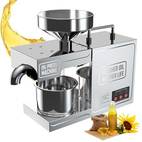 Naturalpowev 820 W automatische Ölpresse, Heiß-/Kaltölextraktionsmaschine, elektrische Ölpresse mit intelligentem Bedienfeld, Ölpresse für Walnüsse, Erdnüsse und andere Samen