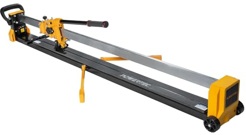 POWERTEC PRO 48 Manual Tile Cutter with Laser Guide and Transport Wheels - Cuts Ceramic, Porcelain & Glass, Large Format Tile Cutting, Aluminum Base (71981)