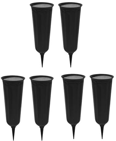 Juego de 6 jarrones conmemorativos con estacas e inserciones de espuma para arreglos florales artificiales de cementerio