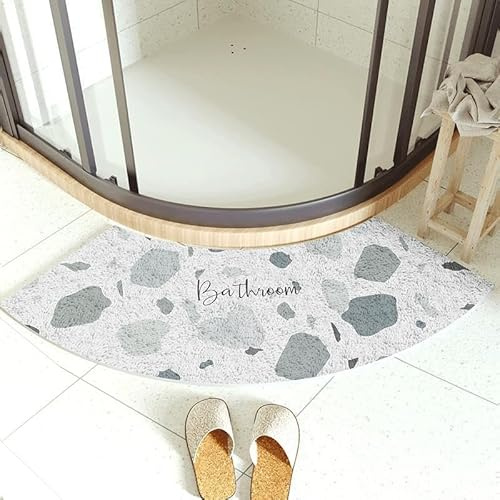 YongXinMY Tappeto da bagno curvo in pile, tappetino da doccia angolare con piante e fiori, morbido, assorbente, antiscivolo, a semicerchio, per porta del WC, cucina, separazione bagnata e asciutta (G