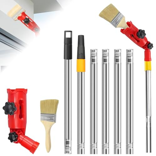 mizikuu 1.7m Extensor de Pincel Pintura de Giratoria de 180°, Barra de Extensión de Rodillo Herramienta Soporte Pincel Poste Extensión Palo Telescópico para Techos Altos Paredes Esquinas de Escaleras
