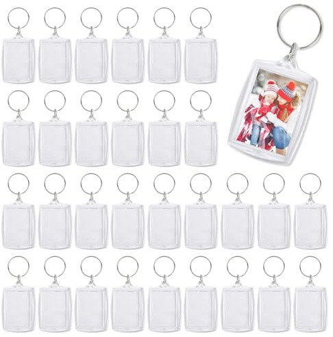 Porte Clef Photo,Porte Clé Photo Personnalisé,30 Pièces Porte Cle Photo,Porte Clé Photo Transparent pour DIY