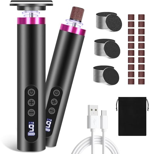 Charmofun Pedicure Elettrico Professionale Piedi, 2 in 1 Ricaricabile Rimuovi Calli Piedi Elettrico con Display LCD, Levigatore a 9 Velocità Lima per Piedi Elettrica Morbidi e Lisci (Nero)