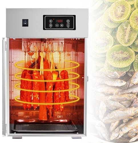 Secador de alimentos comercial, deshidratador de alimentos, secador de acero inoxidable, deshidratadores con temporizador y control de temperatura de 24 horas, adecuado para salchichas,15KG/time