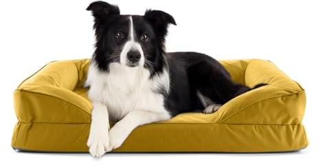 Lumaland orthopädisches Hundebett Outdoor & Indoor | ergonomisches Hundesofa 90x65 cm - ideal für mittelgroße Hunde | Boden rutschfest | Füllung und Bezug waschbar | Hundekörbchen wasserfest
