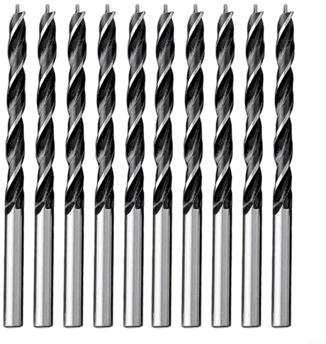 Spiralbohrer für Holzbearbeitung, 5 mm Durchmesser, mit Zentrierspitze für Holz, Kunststoff, Acryl – Hartstahlbohrer, 84 mm Länge, 10 Stück